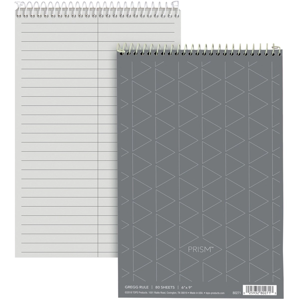 TOPS Prism Steno Books - 80 Sheets - 6" x 9" - Gray Paper - 4 Pack