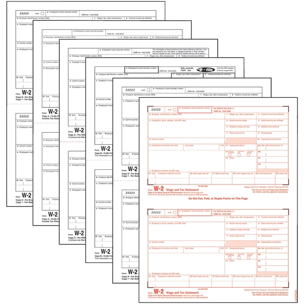 TOPS Laser W-2 Forms Kit - 6 Part - 5.5" x 8.5" - 50 Pack