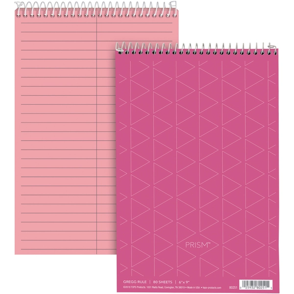 TOPS Prism Steno Books - 80 Sheets, 6" x 9", Pink Paper - 4 Pack