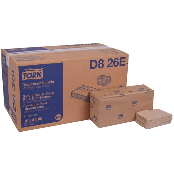 TORK Soft Minifold Napkin - 1 Ply - 13"x12" - Natural - 500/Pack