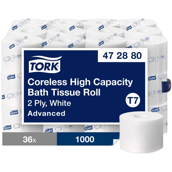 TORK Advanced Coreless 2-Ply Bath Tissue - 1000 Sheets/Roll - 36 Carton