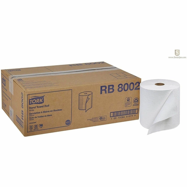 TORK White Hand Towel Roll - 1 Ply, 7.80" Dia, 1 15/16" Core - 6 / Carton