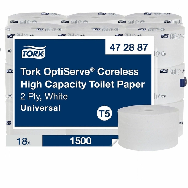 TORK OptiServe Coreless Toilet Paper - 2 Ply, 500 ft, 1500 Sheets, 18 Roll
