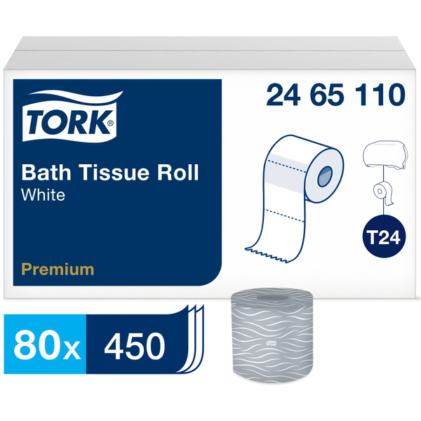 TORK 2-Ply Bath Tissue Roll, 450 Sheets, 4.35" Diameter, 80 Carton