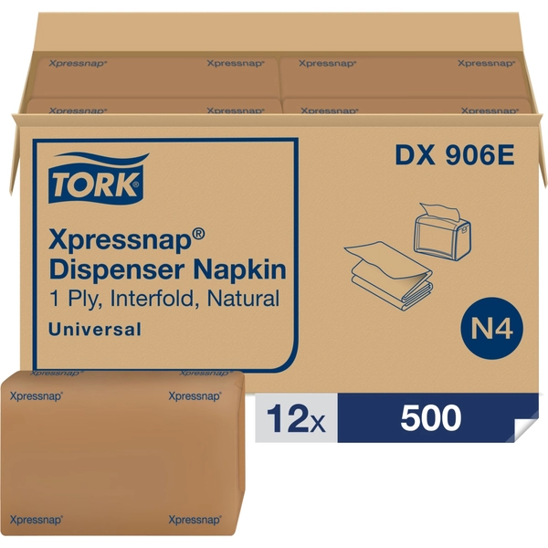 TORK Xpressnap Natural Napkins N4 - 1 Ply - 8.5" x 13" - 500/Pack - 12/Carton