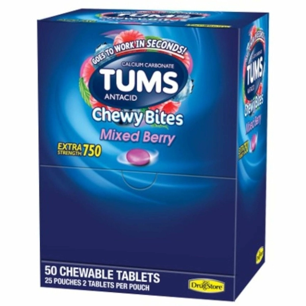 TUMS Chewy Antacids - Assorted Berries - 2 Tablets/Packet - 25/Box