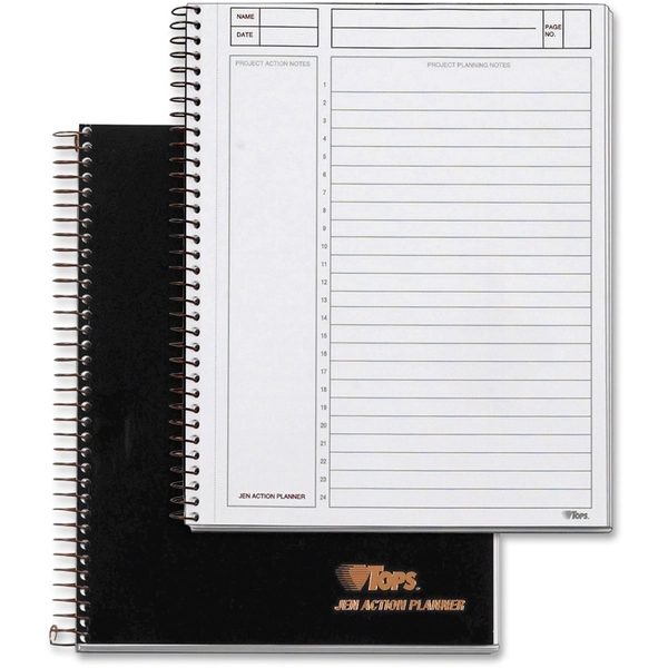 TOPS Ruled Planner Pad - 84 Sheets - 6.75" x 8.5" - Black Cover