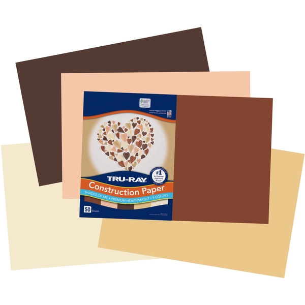 Tru-Ray Construction Paper, Assorted, 12" x 18", 76 lb, 50 Pack