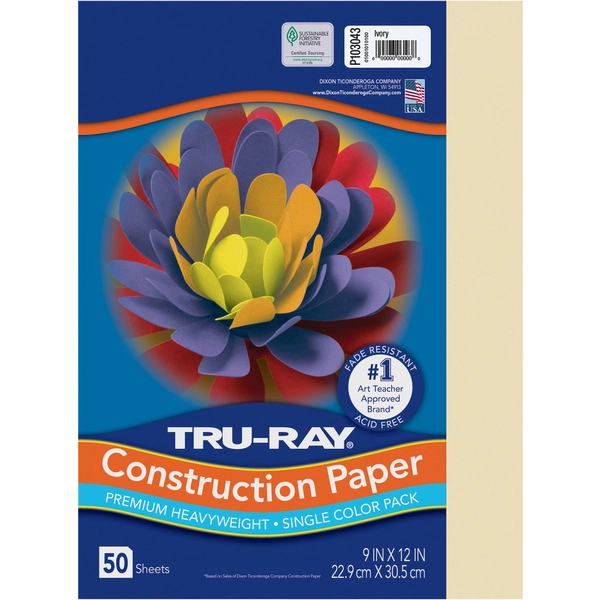 Tru-Ray Ivory Construction Paper - 9" x 12" - 50 Sheets