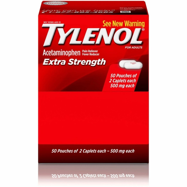 Tylenol Extra Strength Caplets - 2/Pk - 50/Box