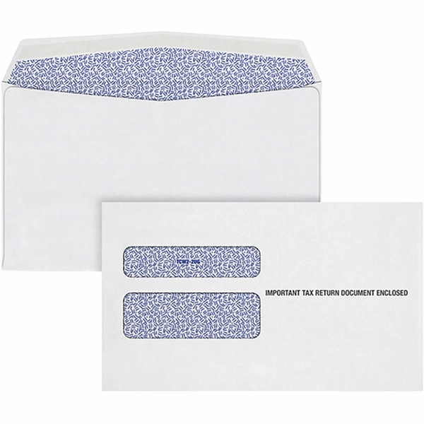 W-2 Tax Envelopes - 9.5" x 5.625" - Gummed - White - 24 Pack