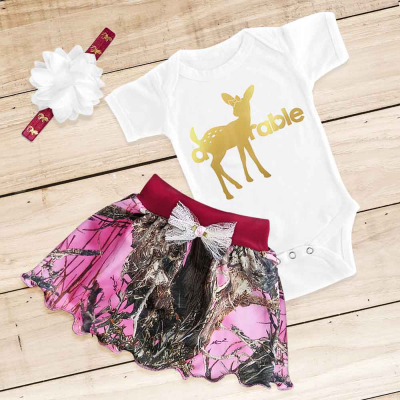 "a-DOE-rable" Pink Camo Skirt Set