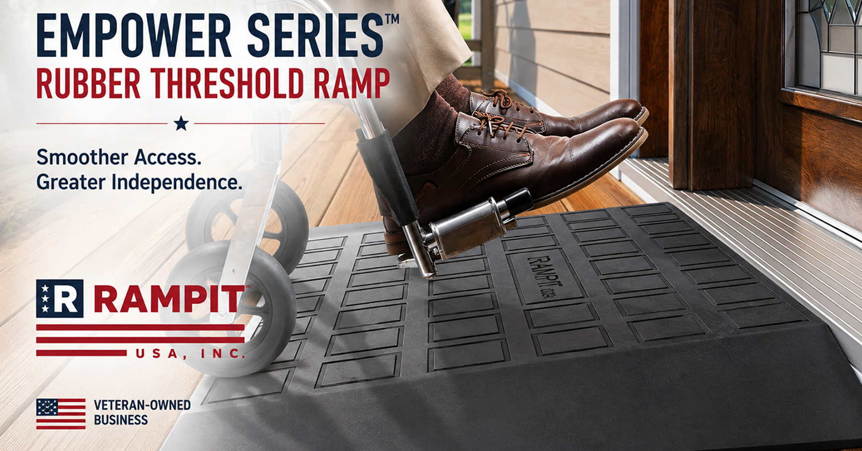 Rampit USA Empower Series™ Rubber Threshold Ramp: Veteran-Owned Solutions for Safer, Easier Access