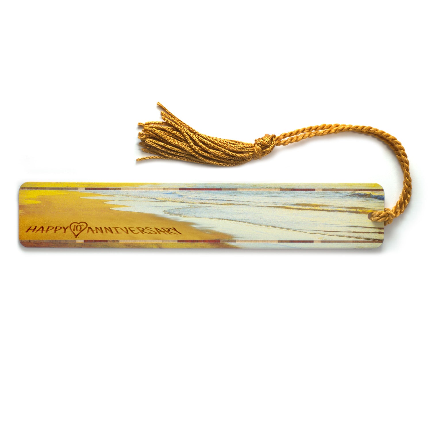 10th Anniversary - Written in the Sand - Wooden Bookmark with Tassel